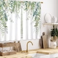 thumbnail image 4 of Sage Green Eucalyptus Leaf Kitchen Curtains Plant Botanical Flower Bathroom Curtains Window Treatment Drapes Tier Floral Cafe Small Bedroom Short French Door Curtains 2 Panels 27.5x39 Inch, 4 of 6
