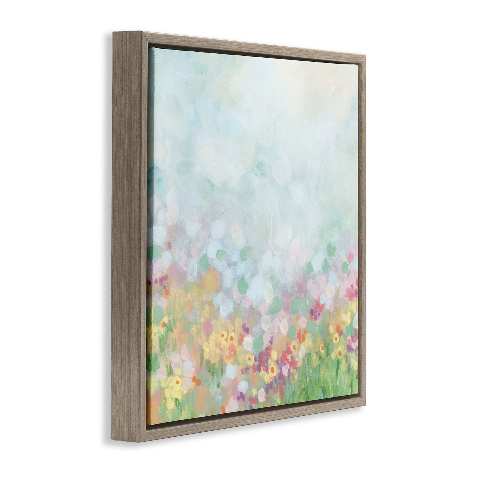 Stupell Industries Abstract Daisy Field Abstract Painting Brown Floater Framed Art Print Wall Art, 18 x 18