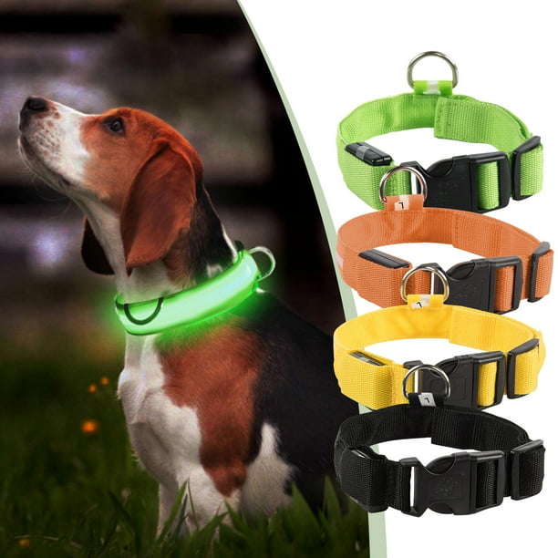 Fiudx Collar Led para Perro, Recargable Por Usb, con Luz Brillante, Tres Modos de Flash, Impermeable y Ajustable, Ideal para Paseos Nocturnos, Naranja, Amarillo, Verde y Negro, 41 X 41 X 2,5 Cm.