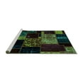 thumbnail image 2 of Ahgly Company Machine Washable Indoor Rectangle Patchwork Turquoise Blue Transitional Area Rugs, 6' x 9', 2 of 4
