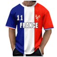 thumbnail image 1 of YDLCAFD Men's Spring And Summer Fashion French Flag Print Short T Casual Comfortable Short Sleeve, 1 of 4