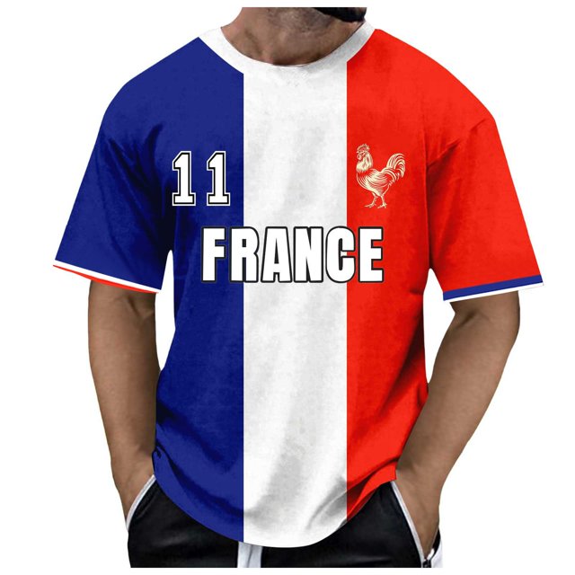 YDLCAFD Men's Spring And Summer Fashion French Flag Print Short T Casual Comfortable Short Sleeve