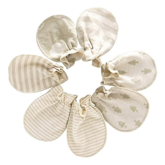 TELOLY Newborn Four Seasons Baby Mittens Gloves Natural Color Cotton Infant Anti-scratch Face Protect Small Gloves