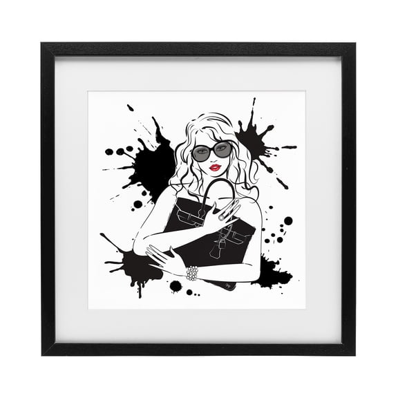 Stupell Industries Art Deco Black Bag Elegance & Glamour Black Framed Print Under Glass, 13 x 13, by Martina Pavlova