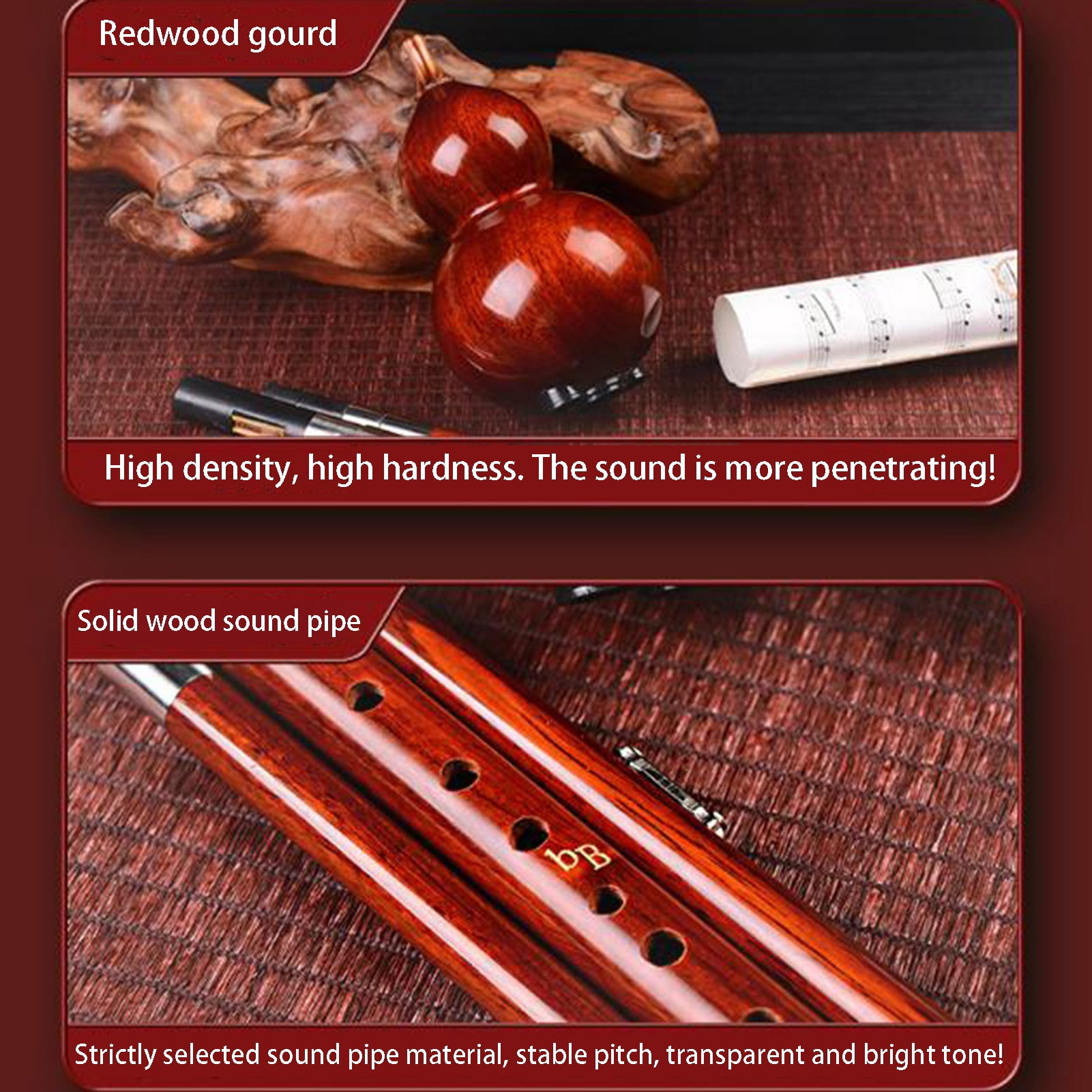 Handmade Traditional Chinese Hulusi Flute, Cucurbit Gourd, Ethnic Musical Instrument with Case for Beginners Playing