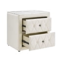 thumbnail image 4 of Luxury Ivory Fabric Upholstered Nightstand with Faux Marble Top &amp; 2 Drawers - Modern Bedroom Furniture - 26.4" W, Button Tufted Glam, 4 of 6