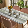 thumbnail image 3 of Sage Green Table Cloths for 5 Foot Rectangle Tables, Modern Abstract Grey Striped Art Patio Waterproof Elastic Fitted Tablecloths, Washable Rectangular Table Cover for Camping, 3 of 8