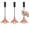 thumbnail image 1 of FSLiving Lampe Suspendue à Rail de Type H à Hauteur Réglable avec Télécommande, Base Finition Laiton Mat E26, Lampe Rétro Industrielle d'Usine Rose, Gradable, Changement de Couleur pour Cuisine, Personnalisable - 3 Lumières, 1 of 9
