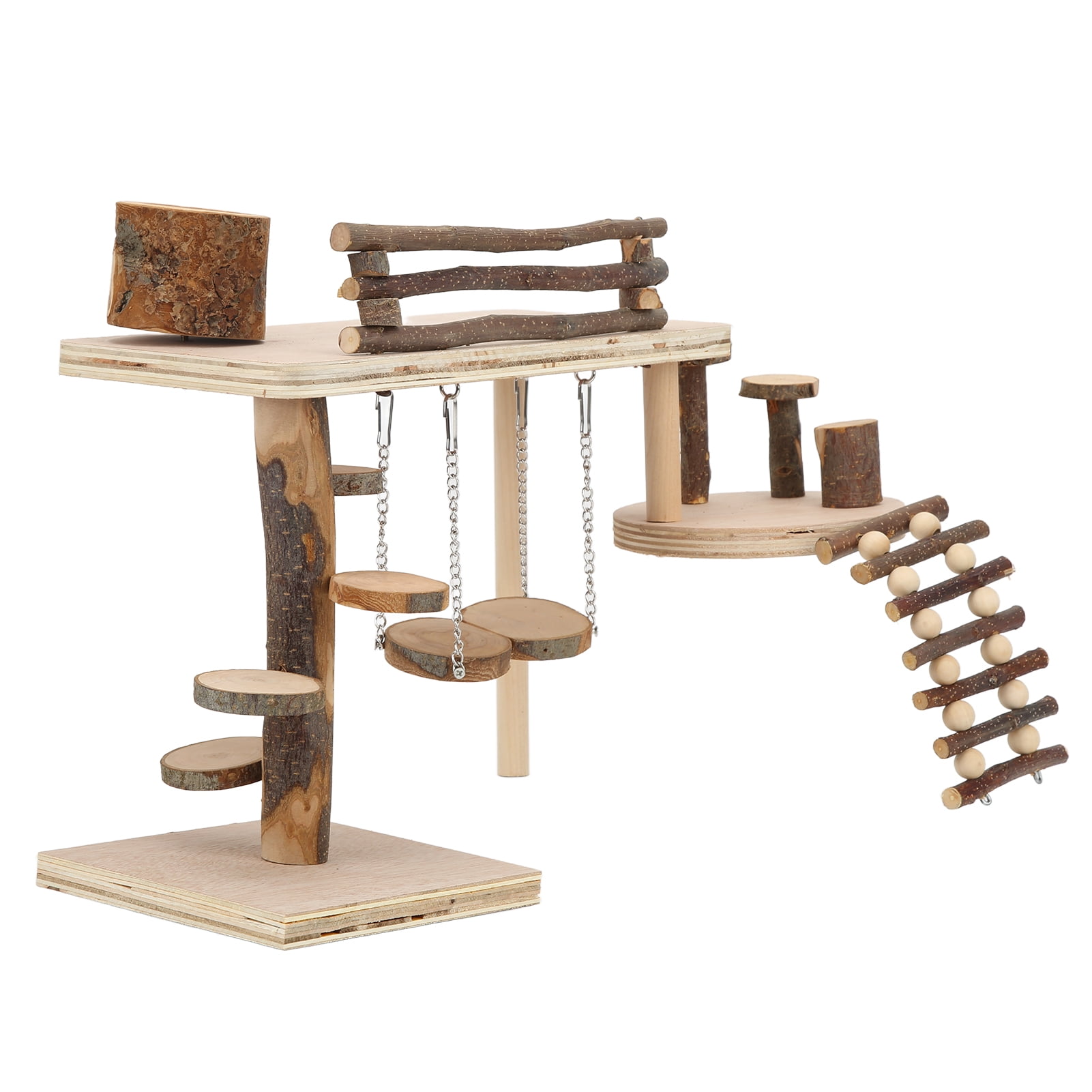 Riousery Hamster Apple Wood Ladder Playground (13 inches / 33 cm) Safe Durable Wooden Playground for Hamster Little Pet