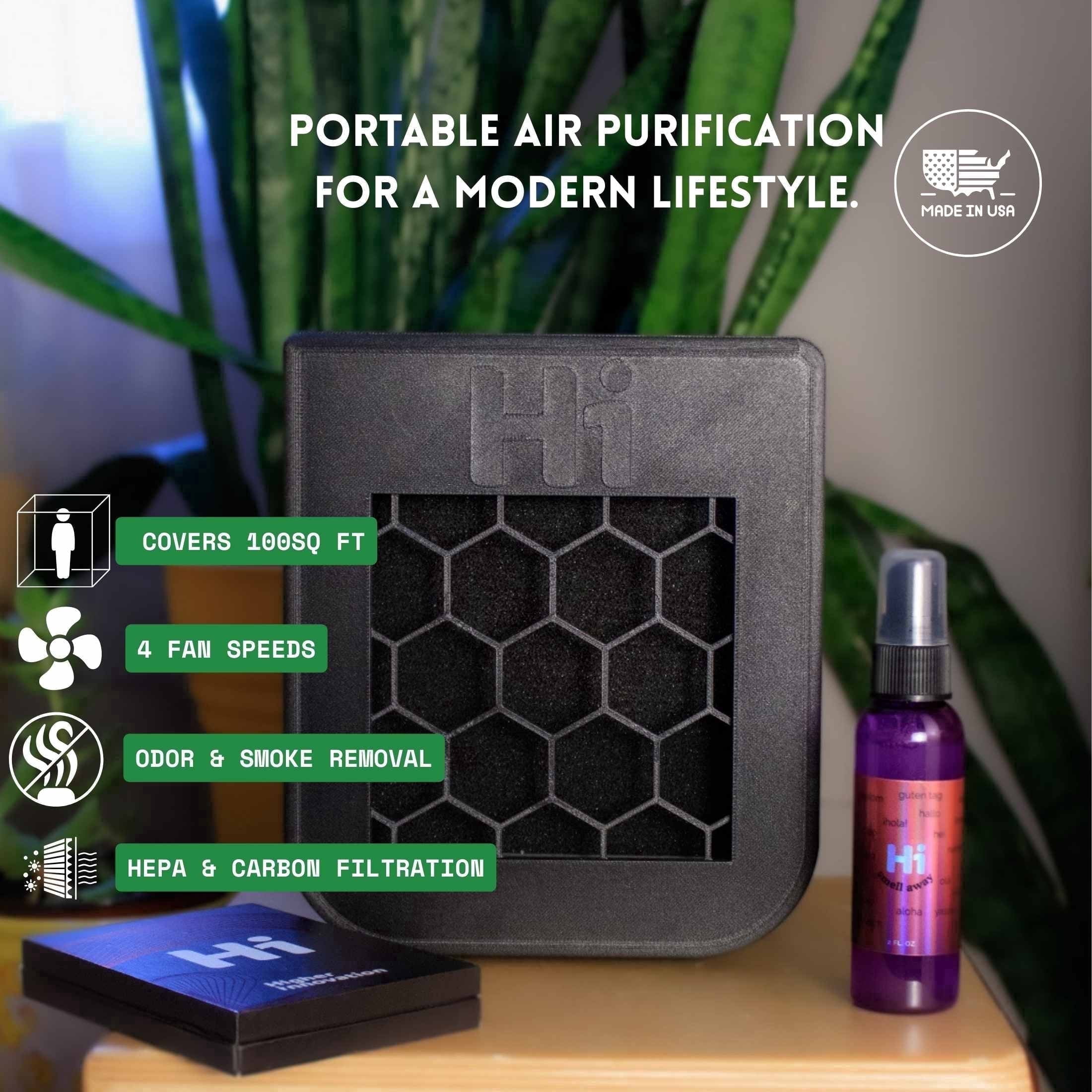 Portable Air Purifier, Removes Odors & Toxins, HEPA & Activated Carbon, 200 Sq. ft.,