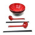 thumbnail image 4 of TJ Global 48 Ounce Red and Black Large Melamine Japanese Ramen Noodle Soup Bowl Set Hard Plastic Dishware for Udon Soba Pho Asian Noodles - D8" x H4", Comes with chopsticks and spoons (2 Sets), 4 of 4