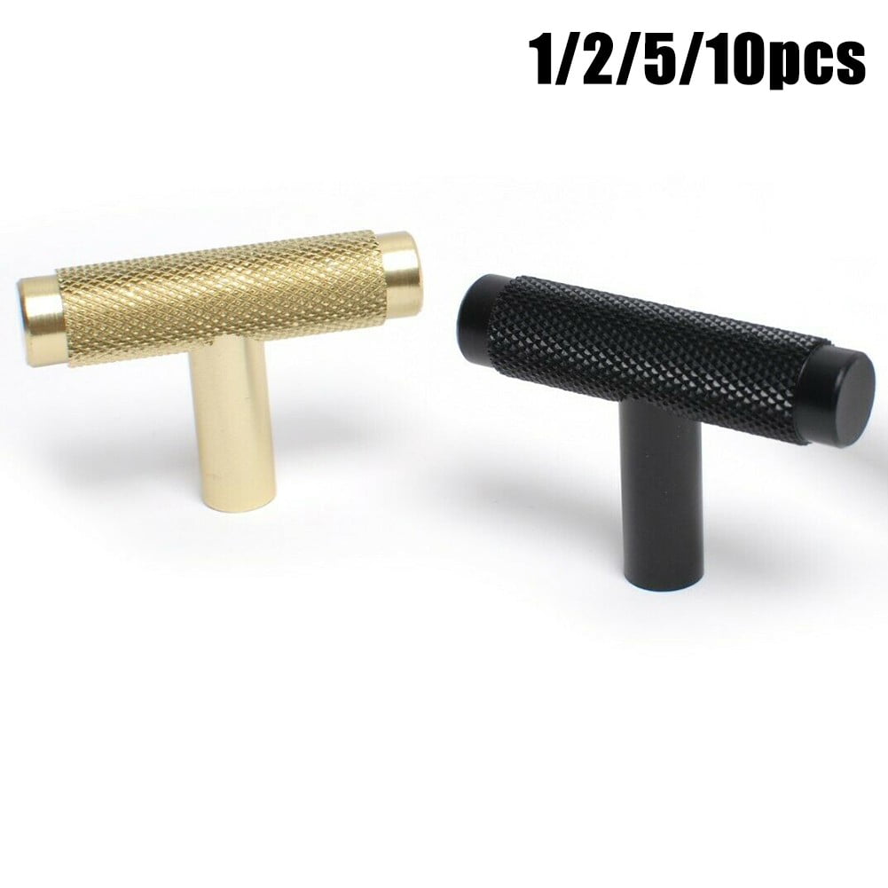 1/2/510Pc Kitchen Cabinet Door Drawer Cupboard Knurled T Bar Knob Gold 5Pc