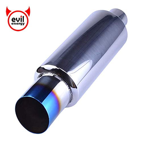 EVIL ENERGY 2" Inlet 3" Outlet Exhaust Tip Burnt Muffler Universal 14.8" Length