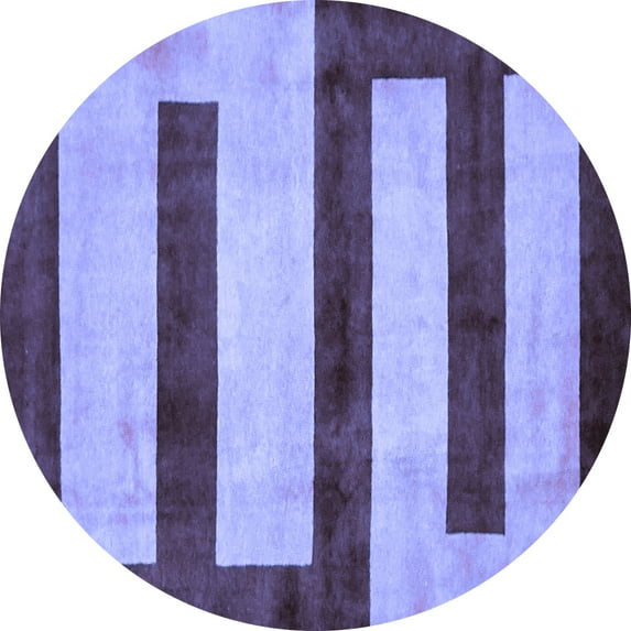 Ahgly Company Indoor Round Abstract Blue Modern Area Rugs, 7' Round