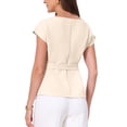 thumbnail image 3 of INSPIRE CHIC Cap Sleeve Dressy Top for Women's Boat Neck Office Work Belted Peplum Tops S Beige, 3 of 6