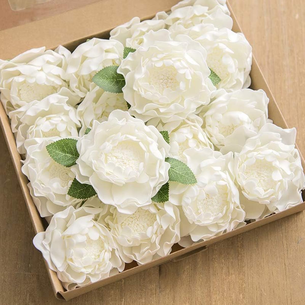 Passage 7 Flowers 16pcs Burnt Orange Rust Blooming Peonies Artificial Flowers with Stem, Artificial Peony Flowers for DIY Wedding Decorations Centerpieces Bouquets Boutonnieres (White)