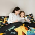 thumbnail image 3 of Manfei Monogrammed A Twin Bedding Sets 7pcs,Zoo Animal Dinosaur Bedding Comforter Set 7pcs,Black Yellow Sheet Sets,Microfiber Room Decorative Reversible, 3 of 6