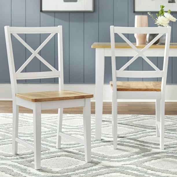 Virginia Cross Back Chair Set Of 2 White Natural Walmart Com Walmart Com