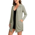 thumbnail image 2 of VBVC Women's UPF 50+ Full Zip Sun Protection Hoodie,Drawstring Beach Cover Up For Women,Ladies' Quick Dry Long Sleeve Swim Tunic with Pockets,Beige,S-3XL, 2 of 8