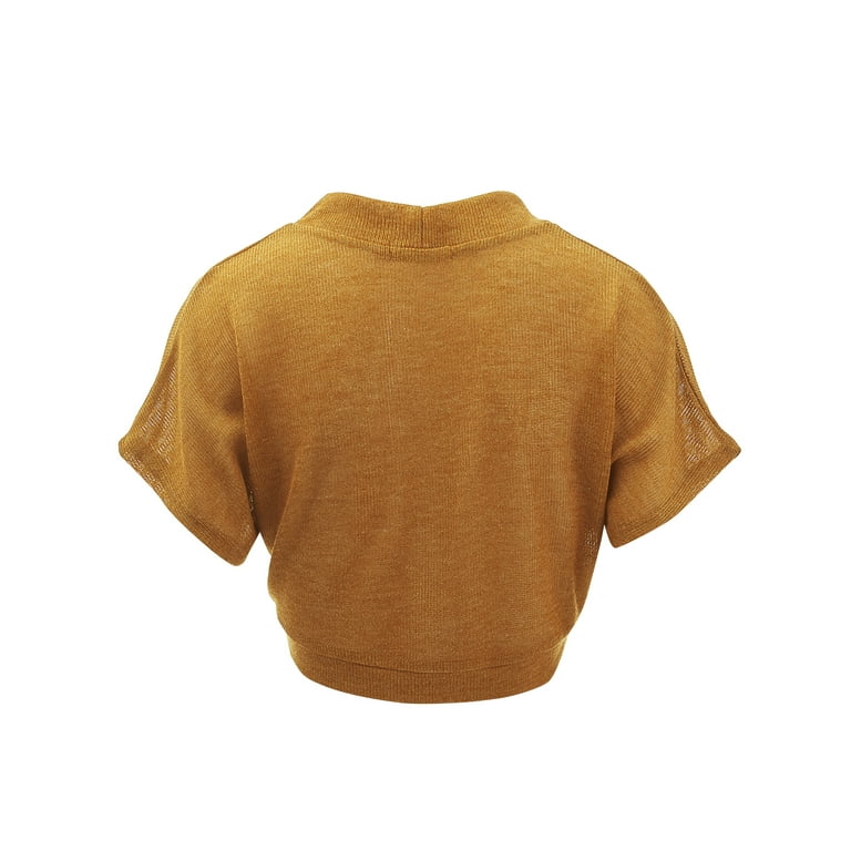 Made by Johnny Women s Short Sleeve Shrug Open Cardigan S Mustard Size Small Yellow