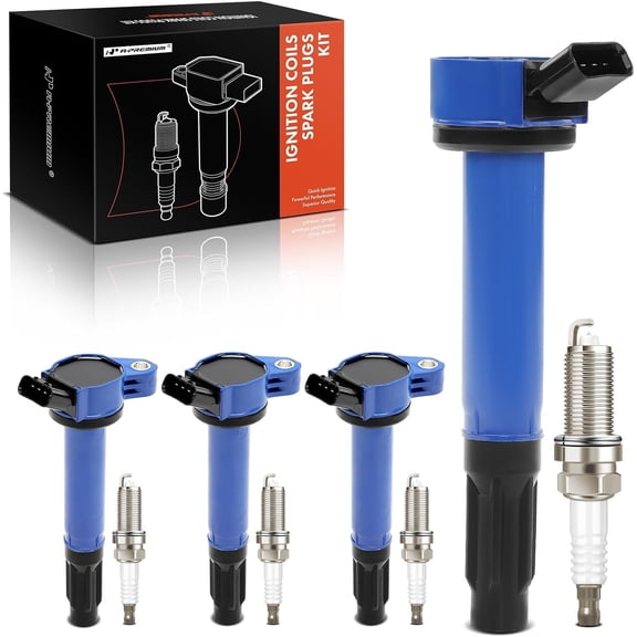 A-Premium (Blue) Set of 8 Ignition Coil Pack and Iridium Spark Plugs Compatible with Toyota Camry 2010-2017, RAV4 2009-2018, Highlander 2009-2019, Sienna 2011-2013, Venza 2009-2015, 2.5L 2.7L