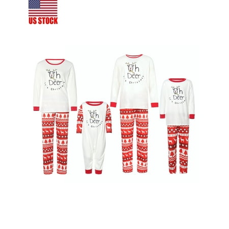 

Sunisery Christmas Family Pajamas Sets Letter Deer Print Sleepwear Loungewear for Mom Dad Kid Baby