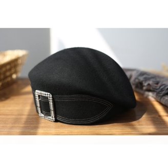 Women Wool Beret Hat with Mesh Bowknot Vintage Painter Cap  display picture 2
