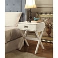 thumbnail image 3 of Hassch 1-Drawer End Table with Flush Pull & Metal Corner Accent, Square Side Table for Bedroom or Living Room (White), 3 of 10