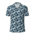 thumbnail image 2 of Daiia A Japanese Great Wave Pattern Men’s Polo Shirts,Solid Deck Shirt,Classic Fit, Breathable Cotton Polo for Casual and Sport Wear-Small, 2 of 7