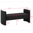thumbnail image 7 of 55'' Ottoman Bench, Fabric Chest with Thick Cushion, Foot Rest Stool with Solid Wood Frame, Ottoman Chair for Living Room, Bedroom, Black, 7 of 7