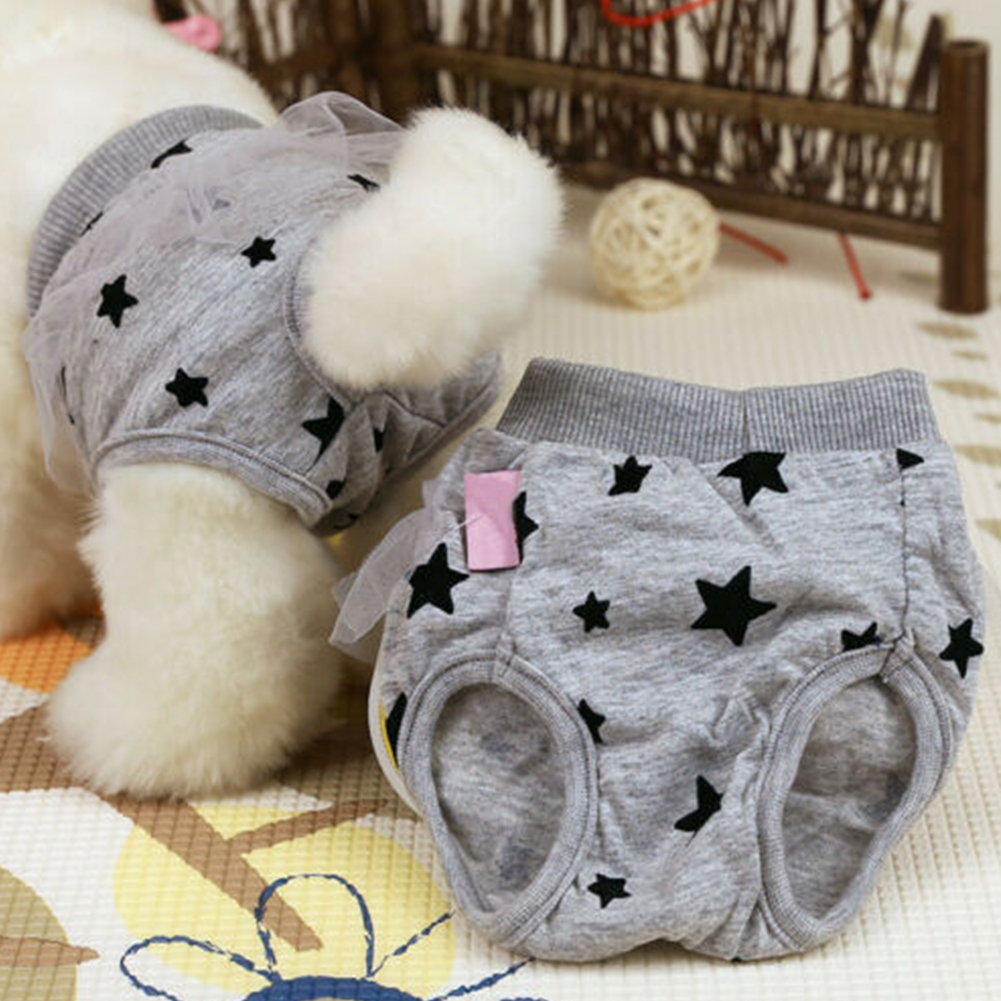 Cute Stars Printing Washable Female Dog Diaper Pet Dog Puppy Resuable Ruffle Sanitary Pantie