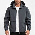 thumbnail image 7 of LYSMORA Mens Hooded Softshell Jacket Cargo Sleeve Pocket Zipper Side Pockets Elastic Cuff Windproof Daily Outdoor Coat, 7 of 7