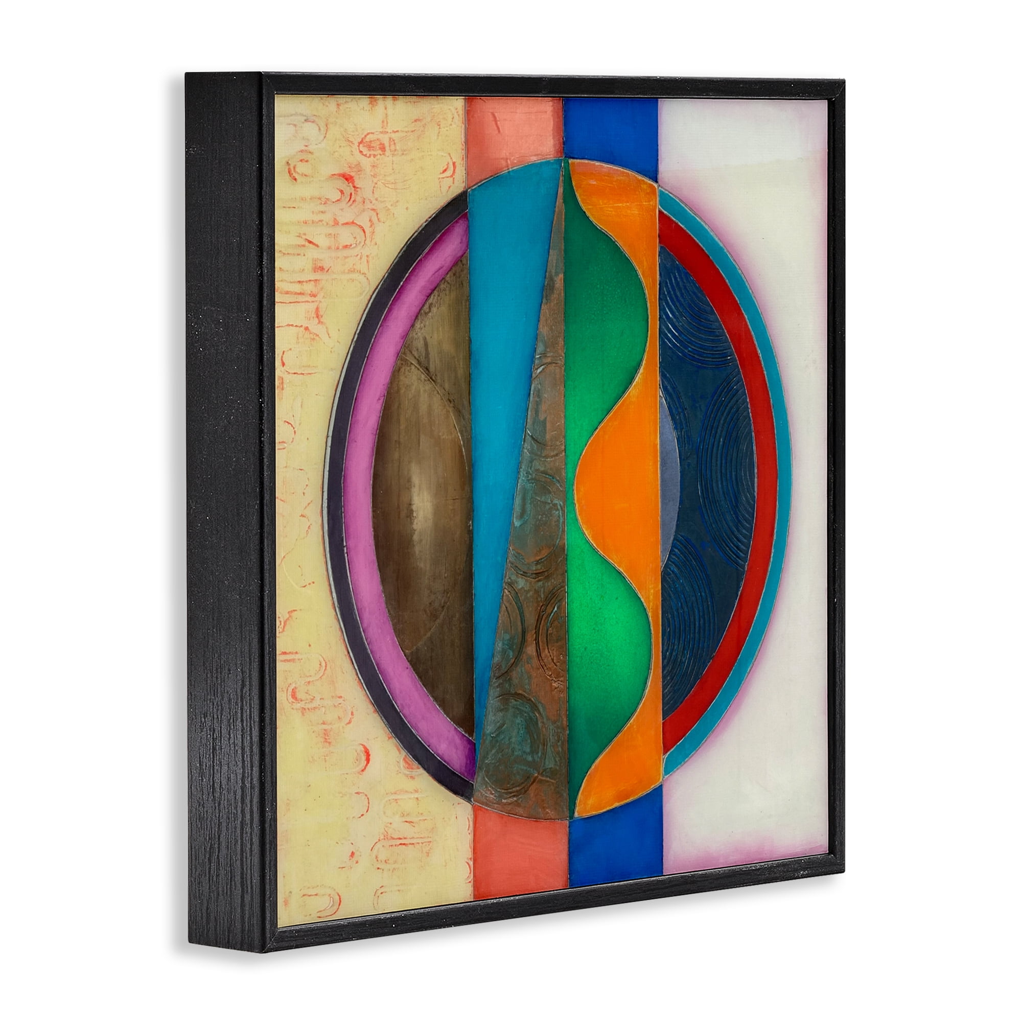 Stupell Industries Circle with Intersecting Waves Black Framed Giclee Art, design by Matthew Finger