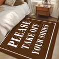 thumbnail image 5 of Brown Letter Area Rug 3x5 FT, Non Slip Entryway Bedside Carpet, Modern Minimalist White Text Striped Washable Soft Floor Carpet Indoor Mat Non-Shedding Throw Rug for Dorm Kitchen Home Office, 5 of 9