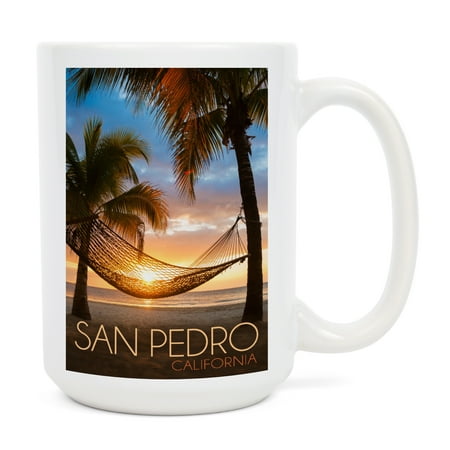 

15 fl oz Ceramic Mug San Pedro California Hammock and Sunset Dishwasher & Microwave Safe