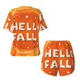 thumbnail image 5 of Picia Hello Fall 1 Pajamas Sets for Women Soft Short-Sleeved Pjs with Lounge Shorts Two Piece Sleepwear-XX-Large, 5 of 9