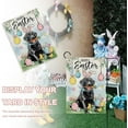 thumbnail image 4 of Happy Easter Black Labrador Dog Decorative Garden Flag, Puppy Eggs Bunny Ears Chick Flowers Yard Outside Decorations, Floral Rabbit Carrot Outdoor Small Burlap Home Decor Double Sided 12 x 18, 4 of 6