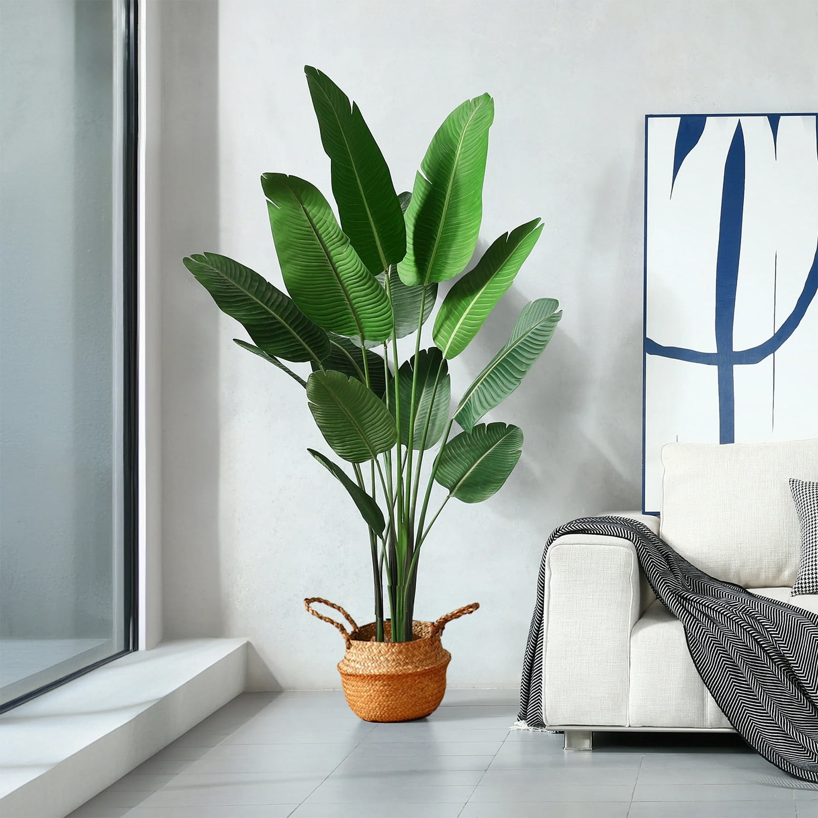 SUSUZI 6 Feet Artificial Bird of Paradise Plants Fake Tropical Palm Tree for Indoor Outdoor, Perfect Faux Plants for Home Office Decoration, Tall Fake Plants Fake House Plants