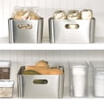 thumbnail image 3 of mDesign Large Metal Kitchen Storage Container Bin, Handles, 2 Pk, Brushed Chrome, 3 of 8