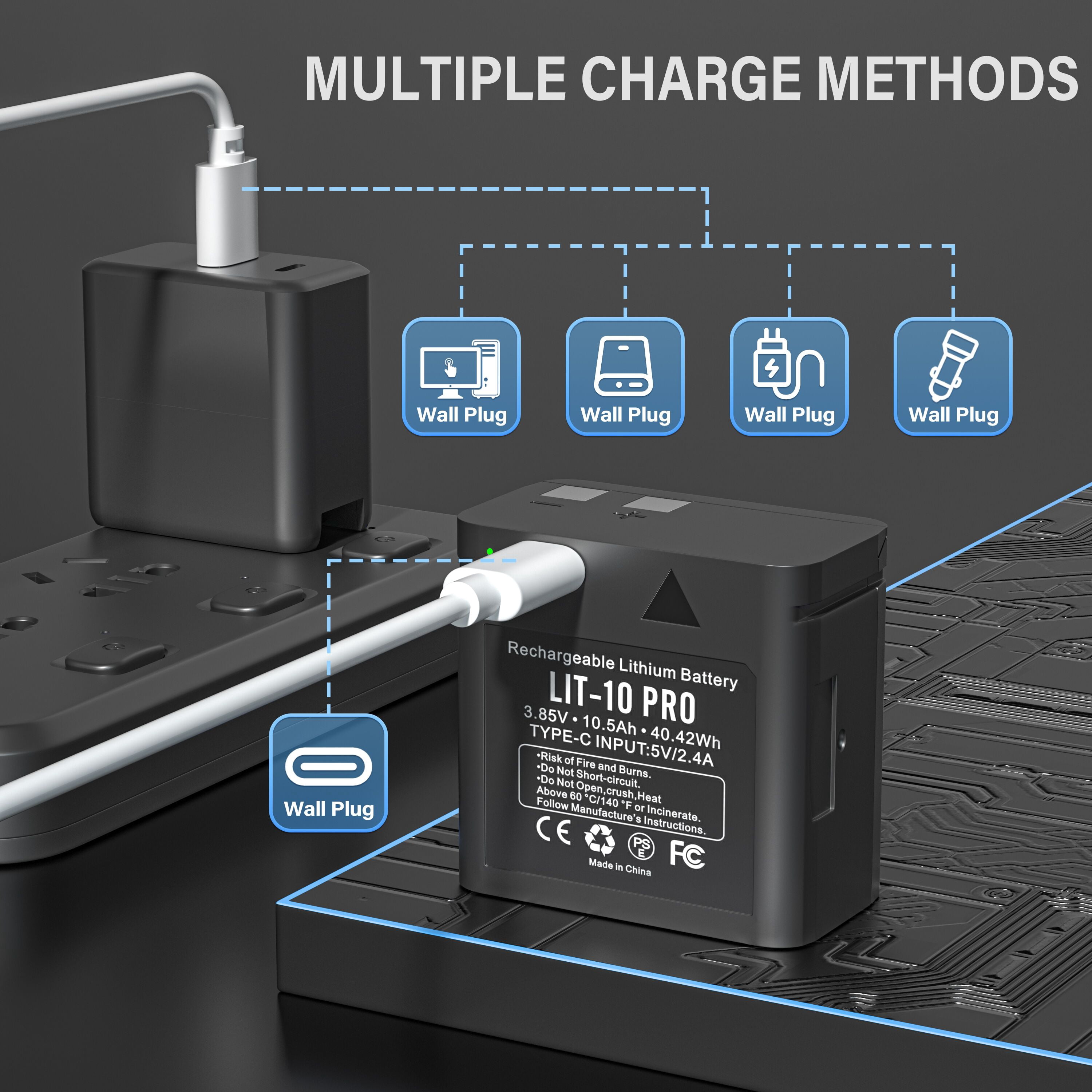 2 Pack 10500mAh Rechargeable Lithium Battery for Cellular Trail Camera, Compatible with SPY-POINT LM2,Link-Micro/Cell-Link Series, Including Charging Cable