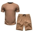 thumbnail image 2 of GERsome Mens Track Suits 2 Piece Summer Solid Color Short Sleeve Crewneck T Shirt and Shorts Set S-2XL, 2 of 9