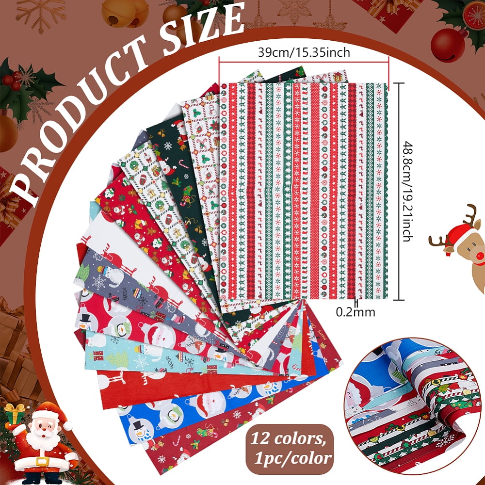 1 Set Christmas Theme Cotton Fabric for Patchwork Sewing Tissue to Patchwork Rectangle Mixed Color 488x390x0.2mm 12pcs/set