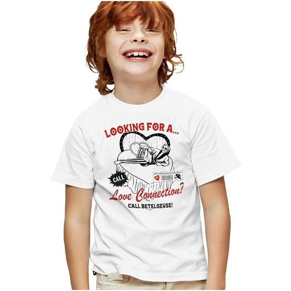Beetlejuice Beetlejuice Love Beetlejuice Kids T Shirt for Youth Boys and Girls, White, Medium
