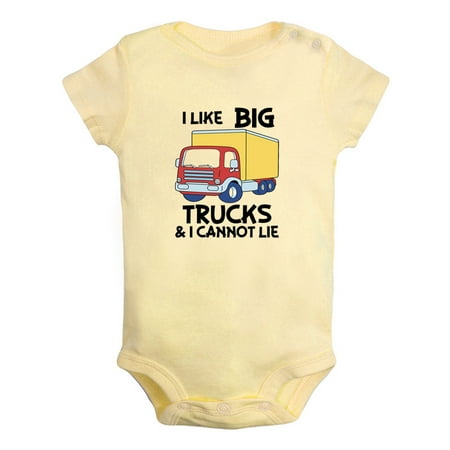 

iDzn I Like Big Trucks and I cannot Lie Funny Rompers For Babies Newborn Baby Unisex Bodysuits Infant Jumpsuits Toddler 0-12 Months Kids One-Piece Oufits (Yellow 12-18 Months)