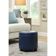 thumbnail image 2 of Designs4Comfort Round Accent Storage Ottoman with Reversible Tray Lid, Blue Faux Leather, 2 of 7