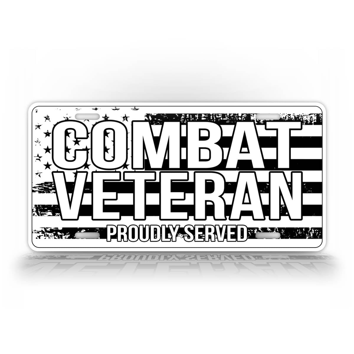 Combat Veteran License Plate Patriotic American Flag Tactical Military