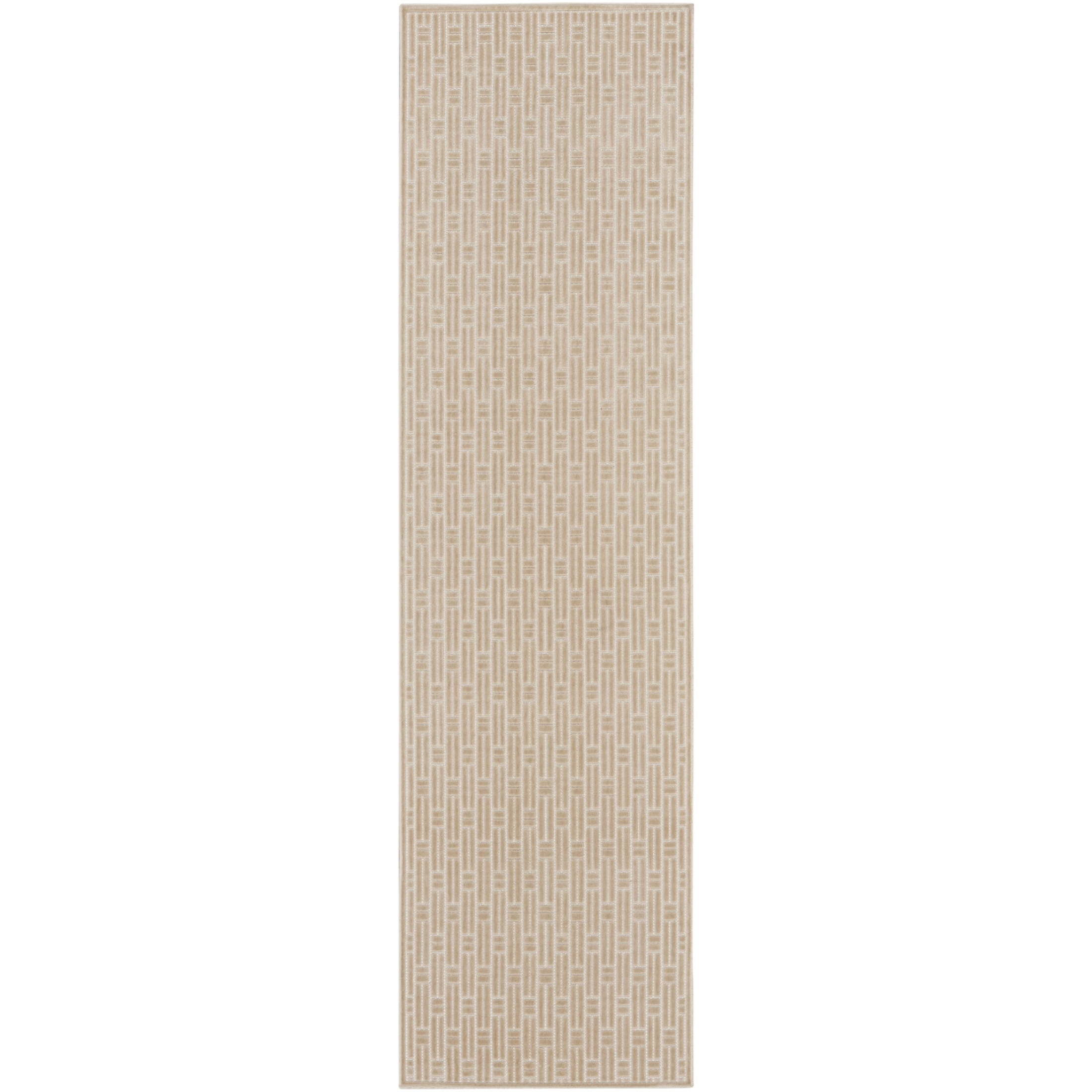 Nourison Washable Charm 2'2" x 8' Beige Ivory Modern Indoor Rug
