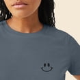 thumbnail image 5 of Dalix Smile Face Embroidered Soft Cotton Short Sleeve T Shirt Womens in Vintage Navy S Small, 5 of 5