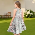 thumbnail image 7 of Abcomgle Cute Sundresses Dresses for Girls 10-12 Casual Halter Neck Sleeveless Girls Dresses Floral Print Sundresses A-line Swing Basic Dresses 11-12 Years,Mint Green, 7 of 7