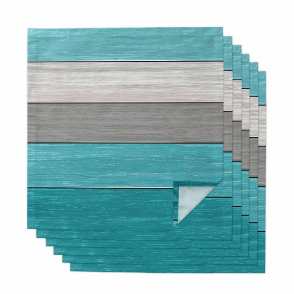 Cloth Napkins Set of 6 - 20x20 Inches, Turquoise Wood Grain Washable Reusable Table Napkins, Country Retro Wooden Plank Gray Soft & Absortbent Dining Napkin for Party Wedding Hotel Restaurant